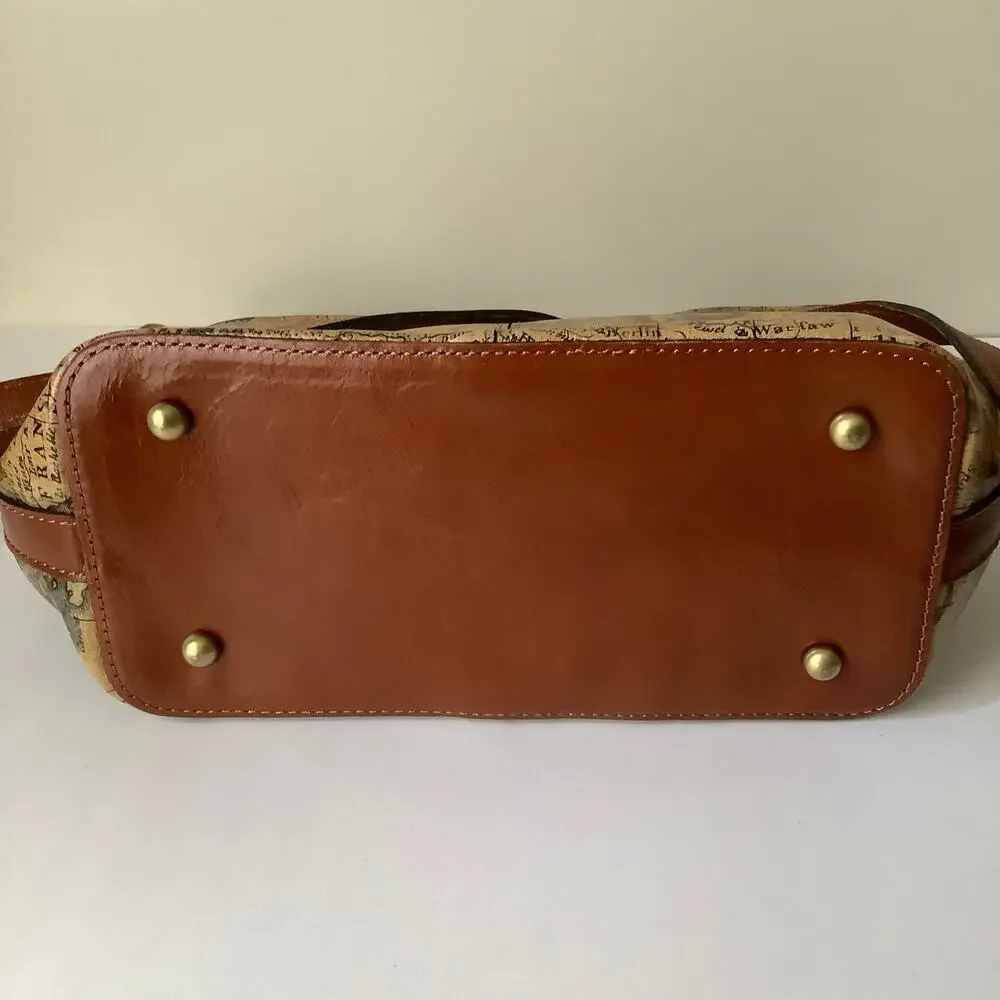 Patricia Nash Leather Adjustable Crossbody Bag European Map